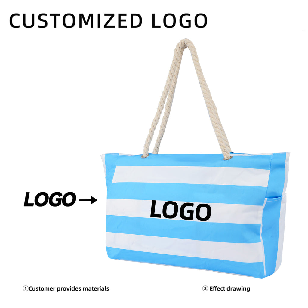 Striped beach bag