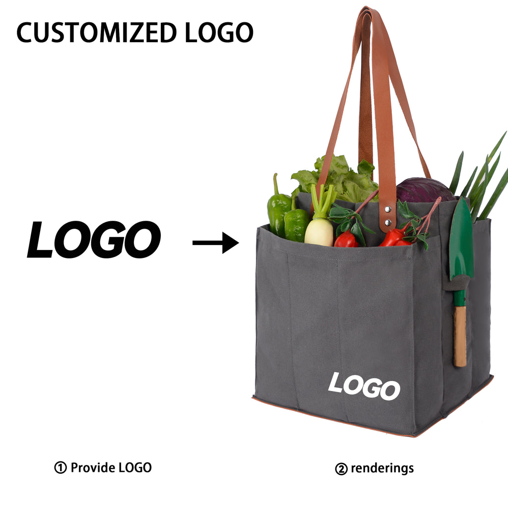 Foldable canvas vegetable shopping bag